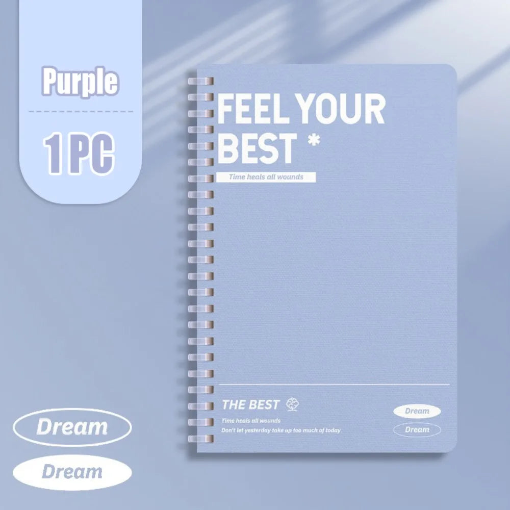 60Sheets/Book A5 Spiral Notebooks Color Horizontal Line Inner Pages Notepad Perforated Pages Diary Book School Office