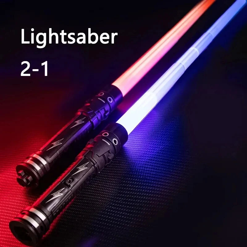 75CM Sword Lightsaber Red and Blue Double Saber Rave Transformation Children Cosplay Flashing Toy Party Glow Swords