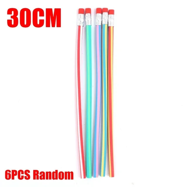 6/1Pcs Magic Bendy Flexible Soft Pencil with Eraser Colorful Creative Novelty Bend Pencils for Kids Student Gift School Supplies