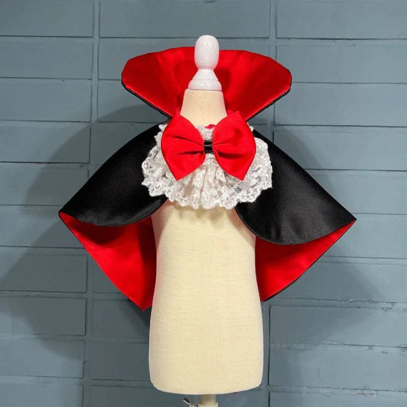 Vampire Cape for Dogs – Red & Black Halloween Pet Costume for Small & Medium Dogs, S–XXL