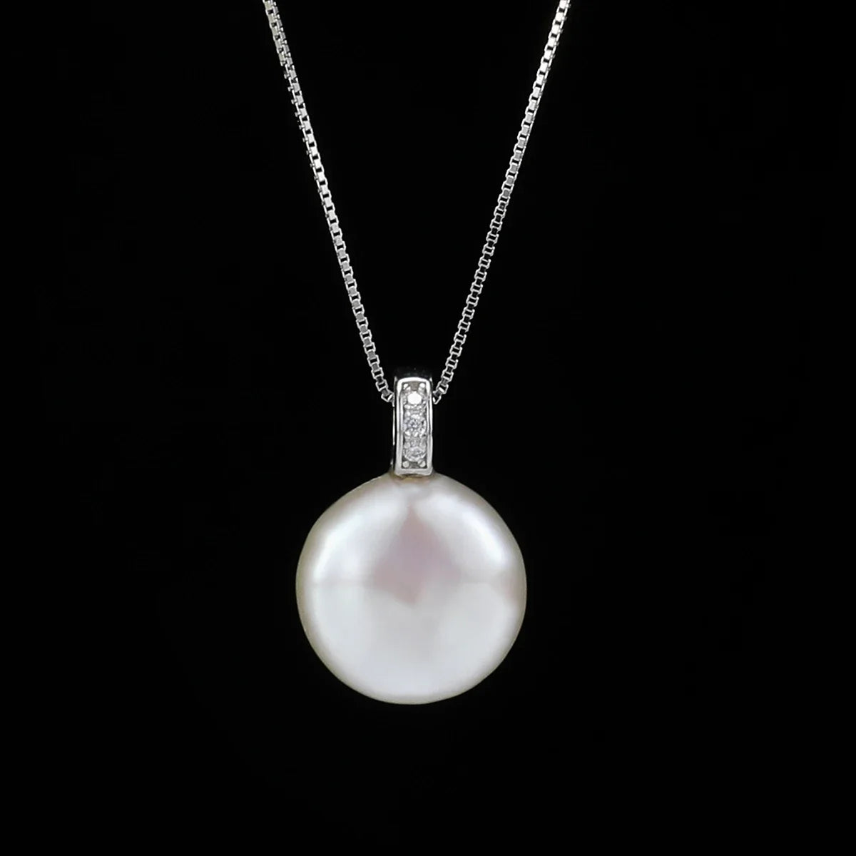 YWYC S925 Sterling Silver Necklace Natural Freshwater Pearl 12 -13mm Baroque Button Pendant Necklace for Women Fine Jewelry