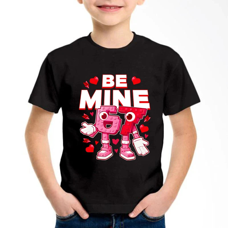 New Funny Six Seven Italian Brainrot 67 Number Graphic Print T-Shirt Boy/Girl Summer Short Sleeved Kids Comfortable Tshirt Top