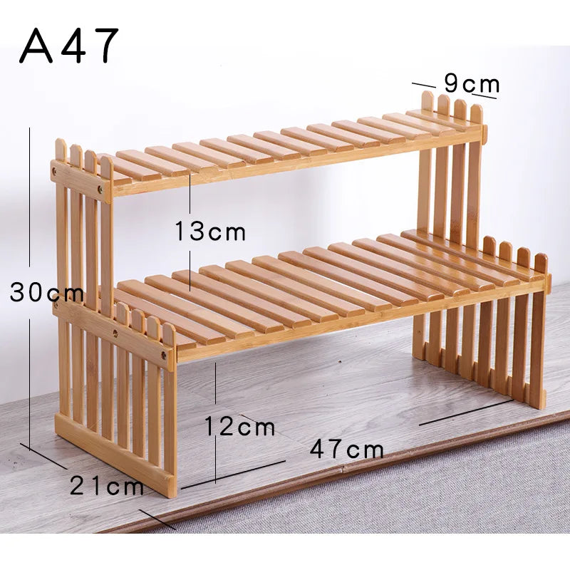 Made of Bamboo Flower Stand Potted Plant Shelf Flower Display Stand Bamboo Wood Storage Rack Garden Organizer