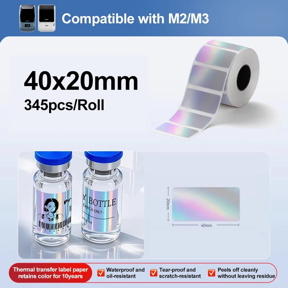 Niimbot M2/M3 Laser-color Silver/Matte Silver Labels Thermal Transfer Printing Paper Round Square Sticker for Niimbot M2 Printer