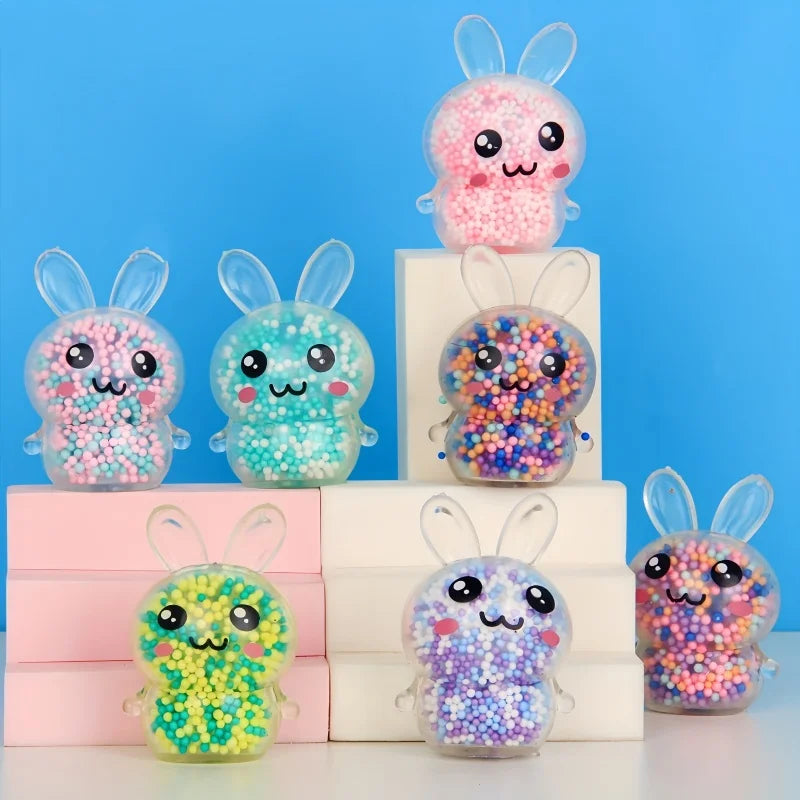 3PCS Squishy Bunny Stress Balls with Light Stress Relief Toy Girls Kids Fidget Toys Colorful Rabbit for Easter Basket Stuffers