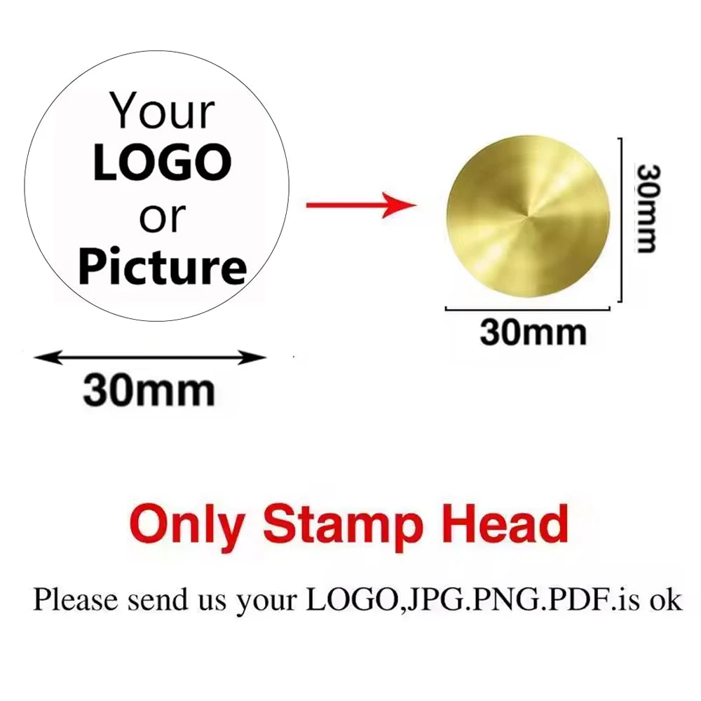 Custom Brass Wax Seal Stamp – Personalized Logo Head in 25–50mm