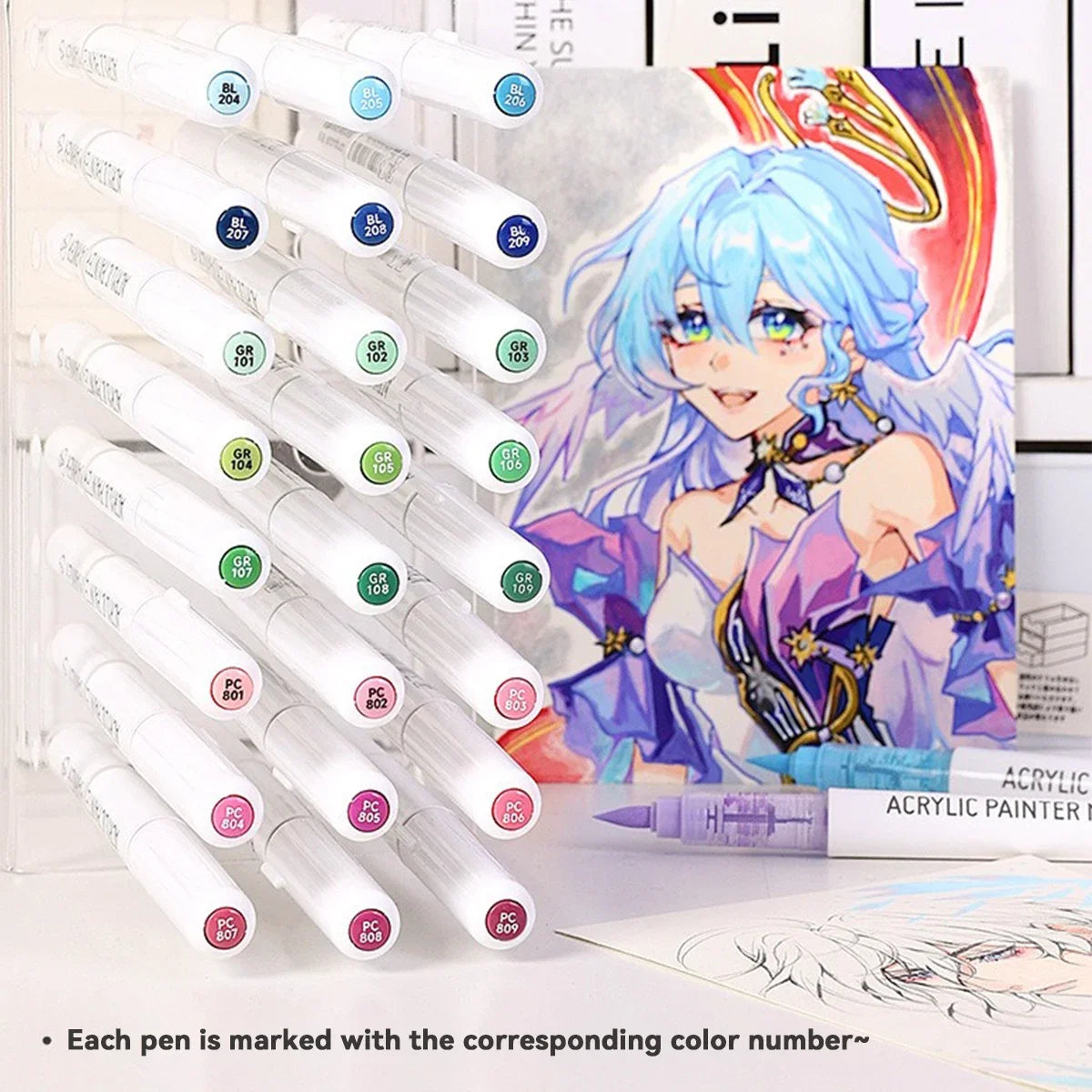 9pcs/Box MIX Color Acrylic Markers Set Kids Gift Art Rock Painting Pens Graffiti For Stone Glass Book Shoes DIY Craft Supplies