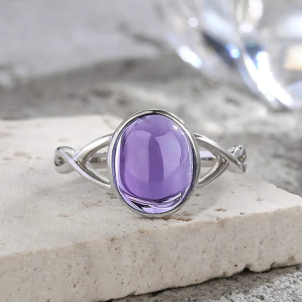 S925 Sterling Silver Aquamarine Rings Simple Rings Blue Natural Stone Oval 8*10mm Party Gifts Fine Jewelry Rings For Women