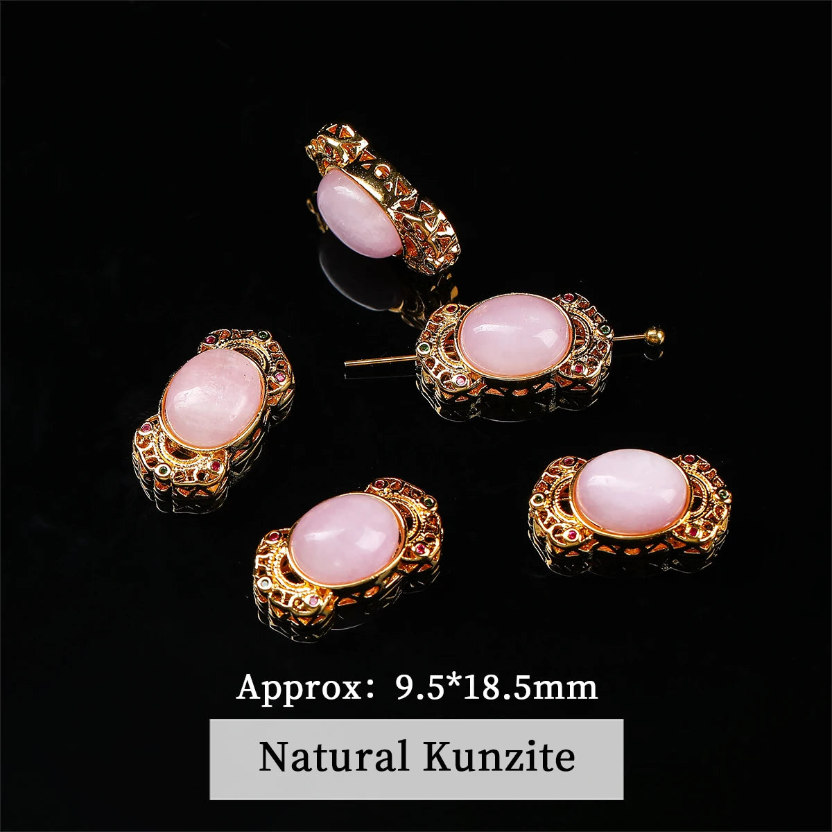 1 Pc Natural Stone Kunzite Bead Carved Cute Lucky Charm Pendants For Jewelry Making DIY Bracelet Necklace Accessories