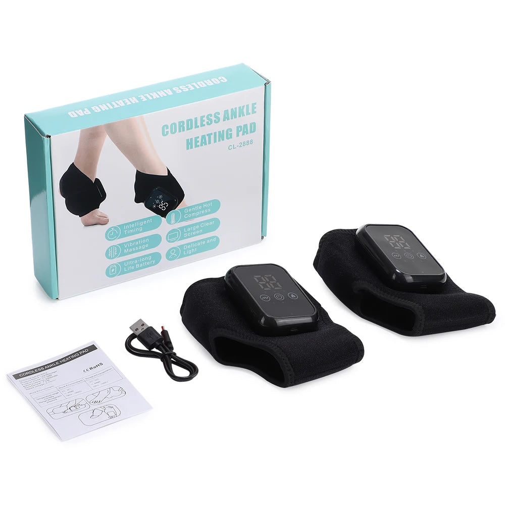 Electric Foot Heat Massager Hot Compress Vibration Health Care Ankle Massage Wrap for Joint Protection Ankle Support Brace