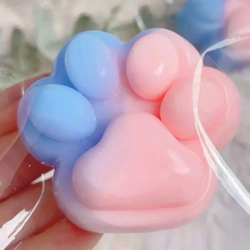 1pc Cute Cat Paw Squeeze Toy Soft Sticky Decompressing Stress Relief Slow Rebound Jelly Pinch Toy for Kids Adults Squishy Toy