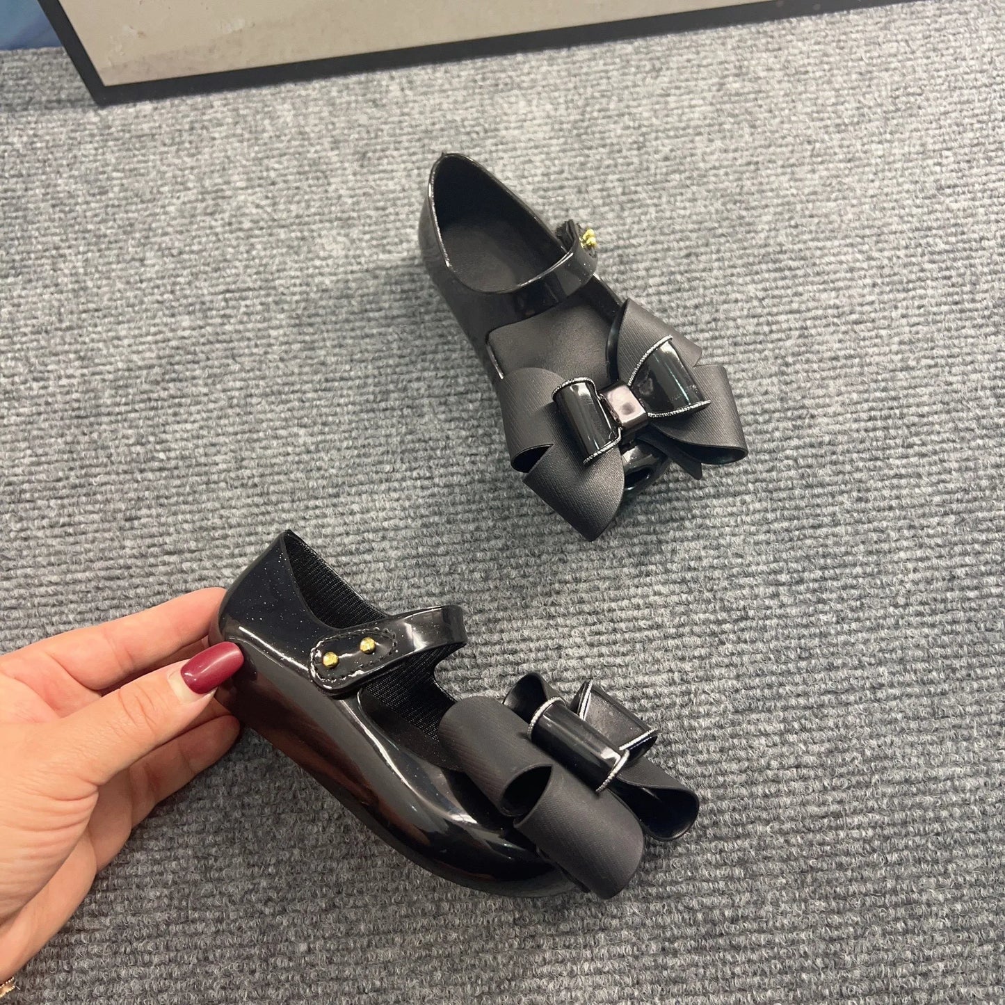 New Style Hot Sale Spring Children Single Jelly Shoes Sister's Fashion Big Bow Princess Flat Summer Beach Sandals HMI104