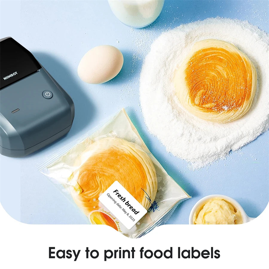 NIIMBOT B1 Portable Thermal Printer With Tapes 2 Inch Adhesive Label Machine Mini Bluetooth Sticker Maker Waterproof Labels Roll