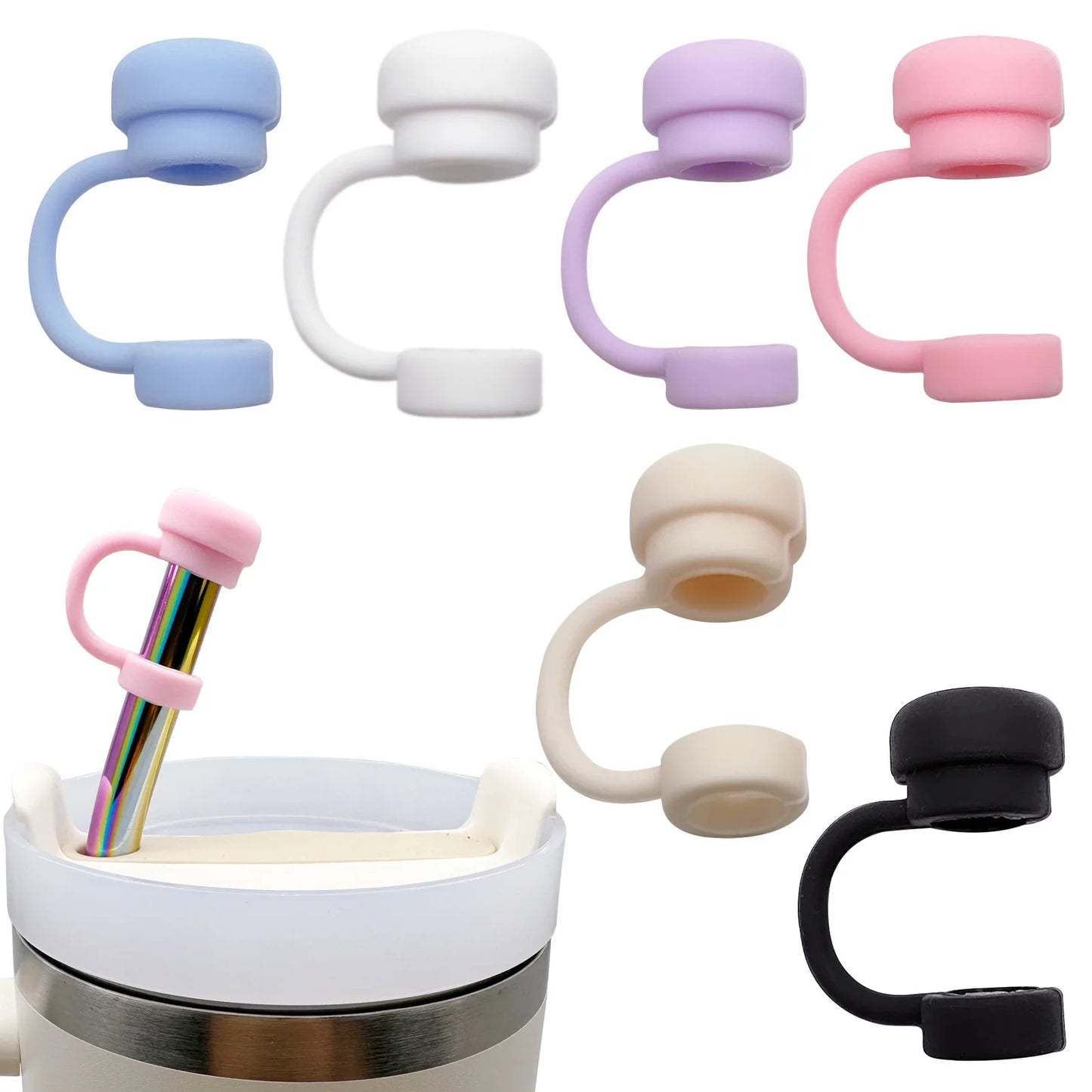 2026 Straw Covers Cap Reusable Silicone Straw Toppers For Stanley Cup Leak-Proof Dust Proof Straws Cover Tumbler Accessories