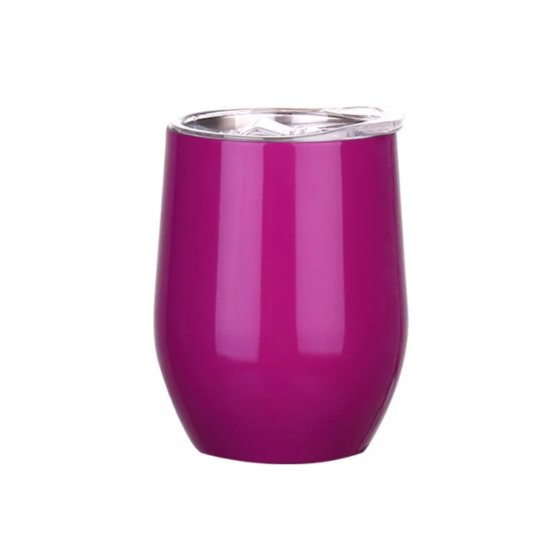 12OZ Wine seal Cover Custom Logo Mug Vacuum Insulated Thermos Garrafa Termica  Egg Shape Coffee Tumbler  Wine Beer  With Lid