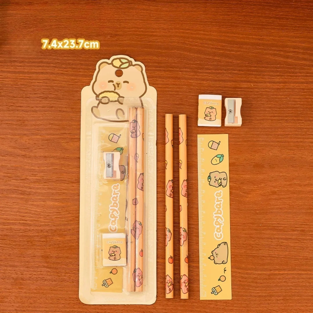 5Pcs Cartoon Stationery Set Christmas Gift Children Writing Tools Learning Supplies Prizes Gift Office School Art Drawing Pencil