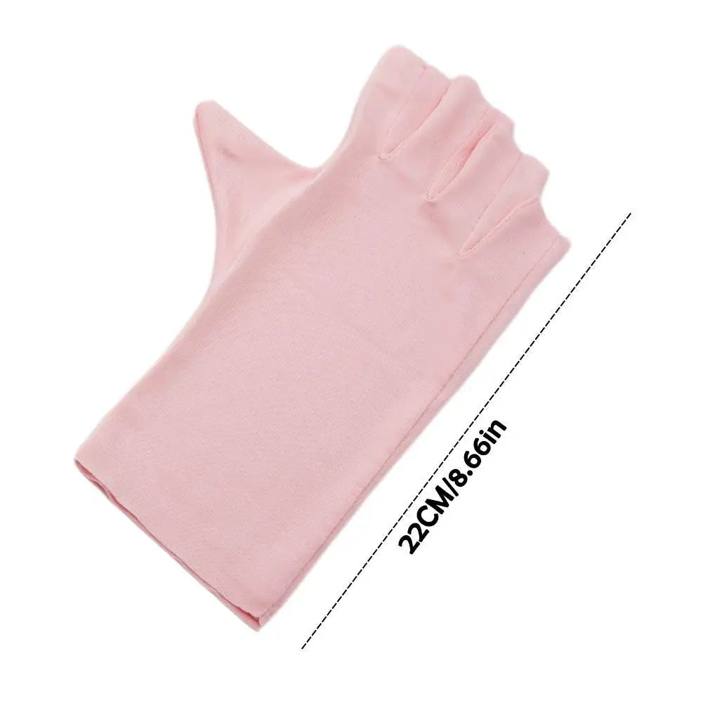 Women's Summer Ice Silk UV Protection Sunscreen Gloves Half Finger Thin Breathable Cooling Driving Gloves