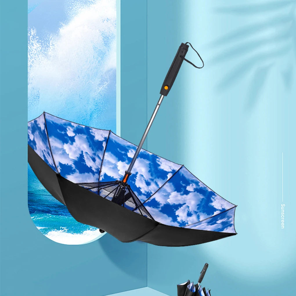 3-in-1 Sun Umbrella with Fan Misting Portable Fan Cooling Umbrella Summer Cooler for Outdoor Beach Outdoor Spray Fan Umbrella