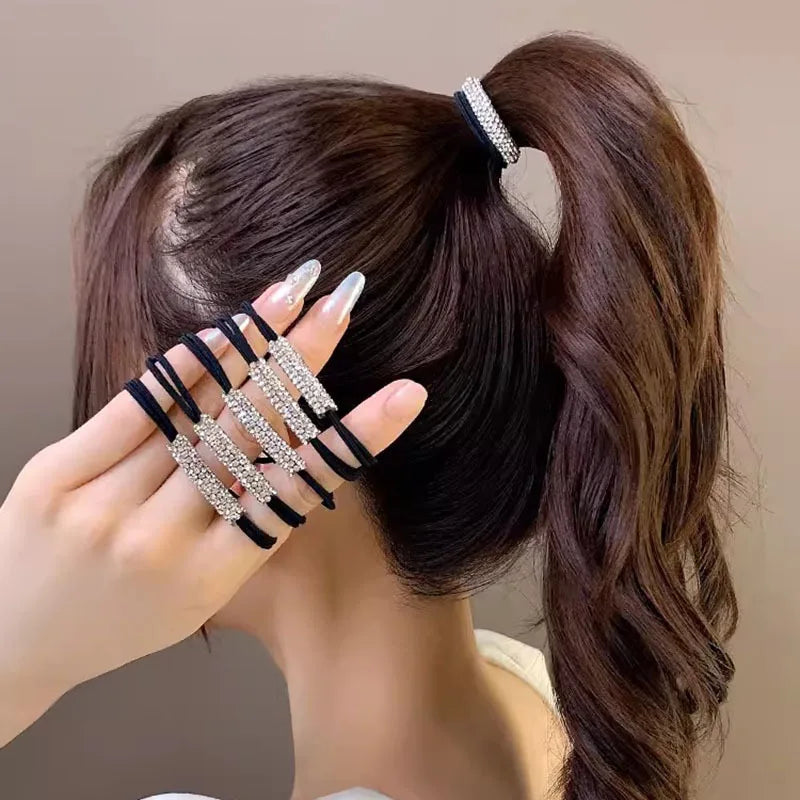 Rhinestone Hair Tie High Elasticity Hair Rope Women'S Hair Accessories Suitable For Ladies Girls