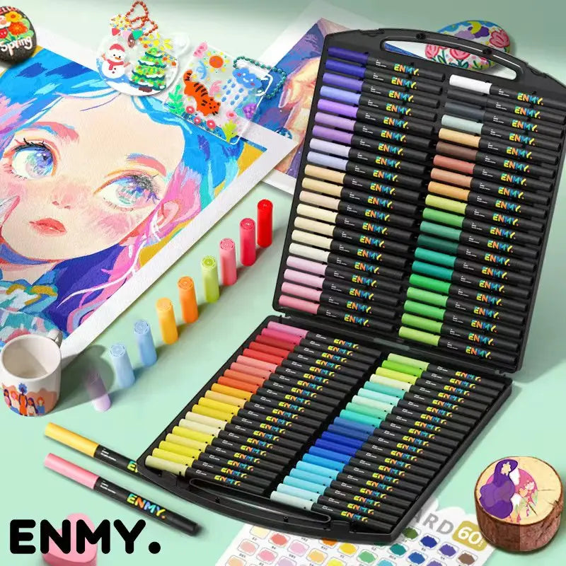 ENMY Acrylic Paint Markers Pen Soft Head Direct Liquid Graffiti Painting QuickDry Pigments Art Supplies for Felt