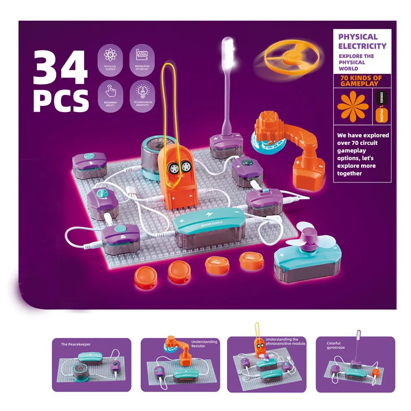 STEM Science Experiment Set for Kids - Electronic Building Blocks Physics Circuit Experiment Toys for Education And Learning