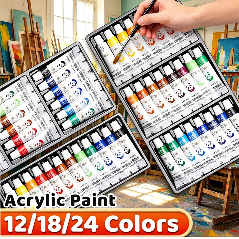12-36 Colors Acrylic Paint Set 5ml/12ml Water-Proof Portable Art Rich Pigments for DlY Craft,Drawing,Painting,Canvas,Rock Fabric