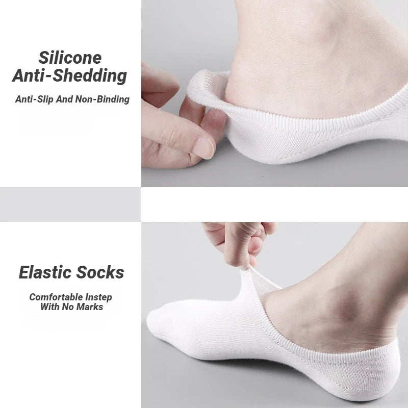 5Pair / Lot Fashion Happy Men Boat Soc Silicone Invisible  Socks Male Ankle Sock Slippers Meia