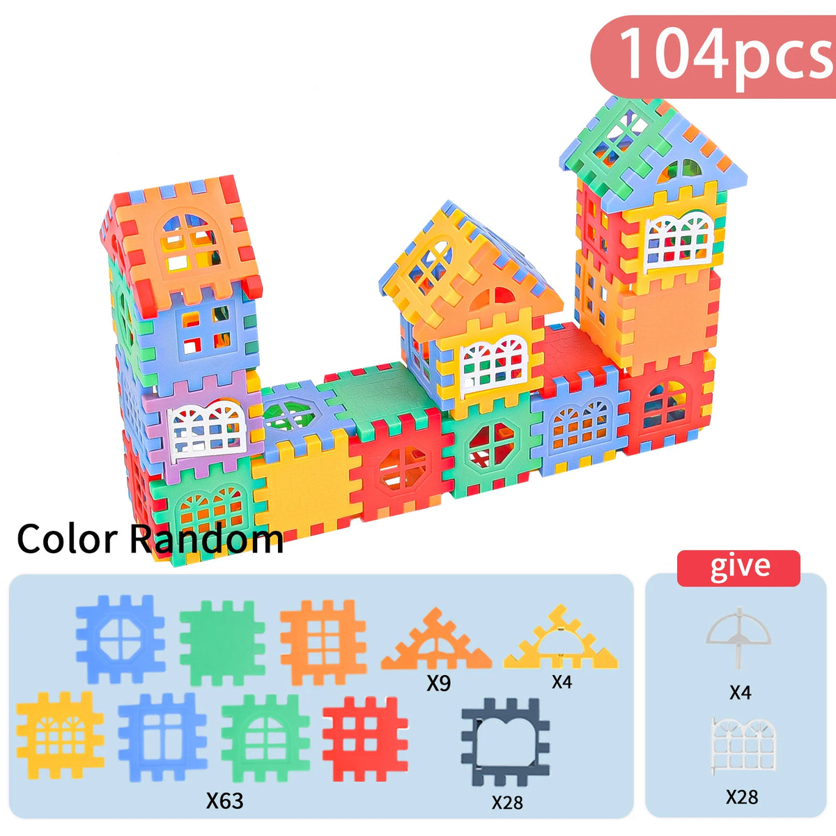 Colorful Window Opening Plastic Building Blocks Stem Building Blocks - Puzzle Toy Set, Colorful Interlocking Components For Crea