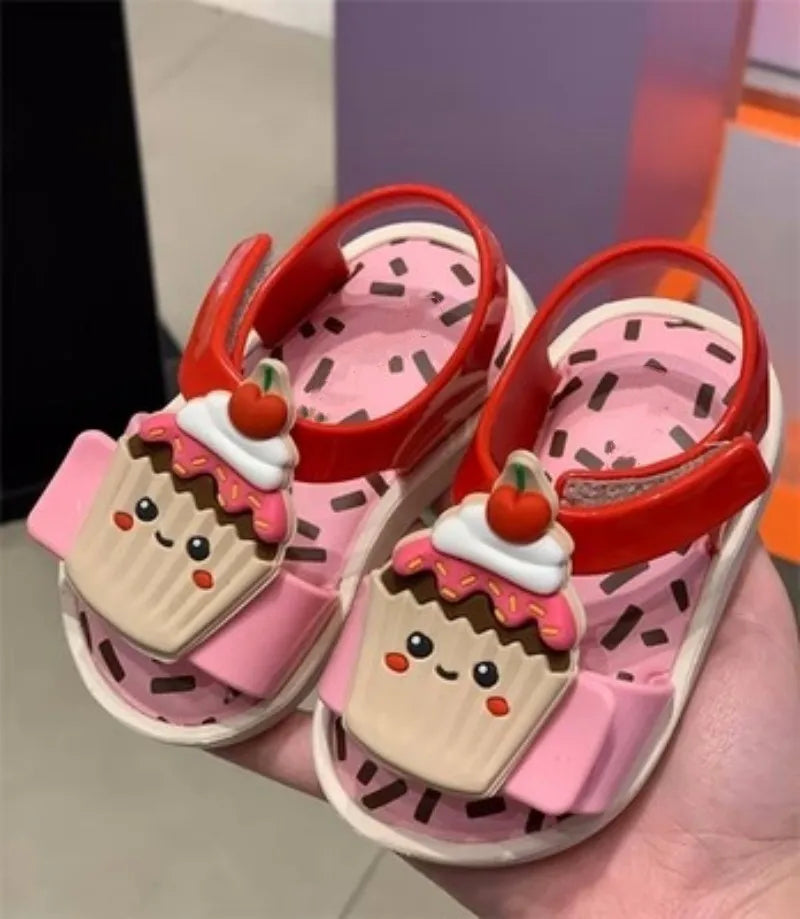 New Children's Biscuit Ice Cream Sandals 2024 Summer Lightweight Kids' Jelly Dress Sandals Girls' Boys' Beach Shoes MN070