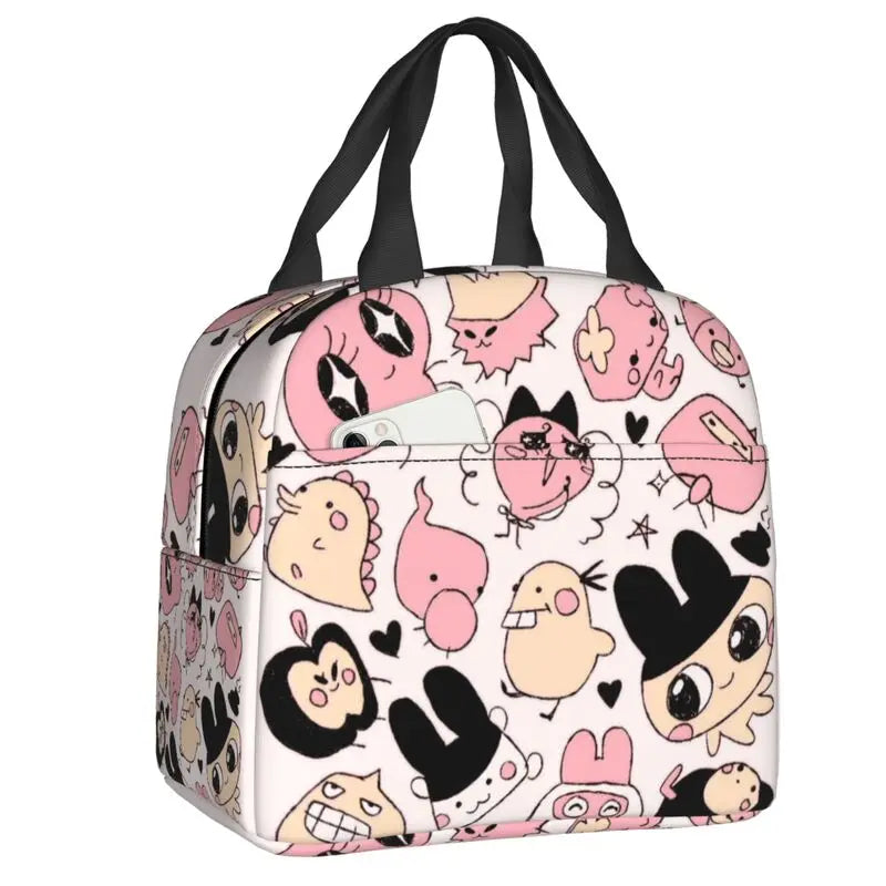Custom Tamagotchies Cartoon Insulated Lunch Tote Bag for Women Resuable Cooler Thermal Bento Box Kids School Children
