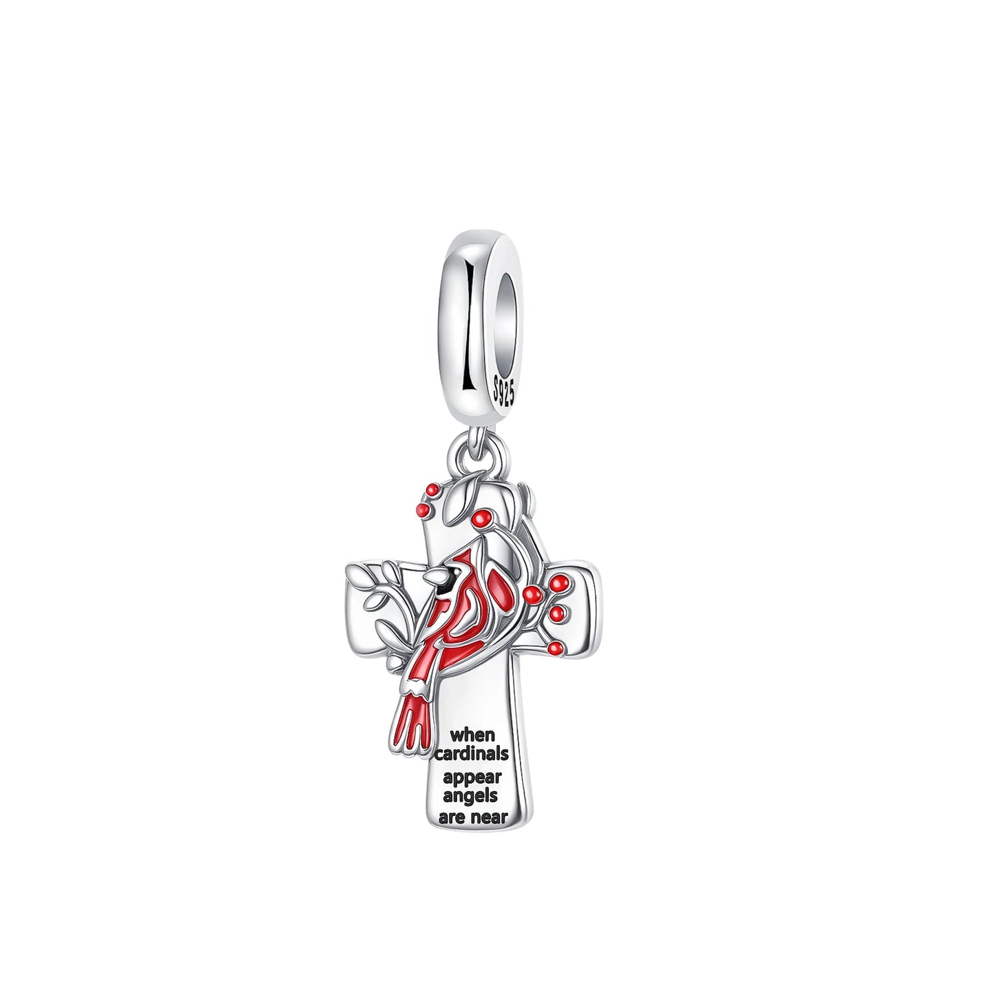 S925 sterling silver Love Cross Cardinal bird beads Charms Beads Fit 925 Original Bracelet DIY Jewelry Women's gift