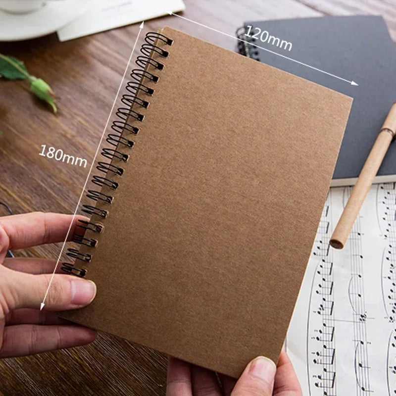 Creative Retro Kraft Paper Coil Notebook Blank Doodle Diary Sketchbook Simple Wholesale Drawing Book for Art School Office