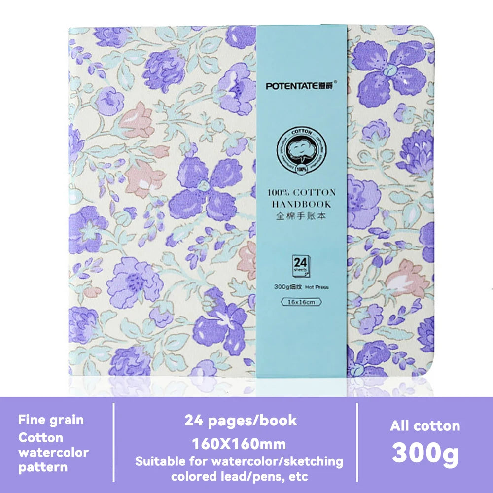 100% Cotton Square Watercolor Sketchbook 300gsm Paper Folded Drawing Pad Organ Sketch Notebook Student Watercolor Journal Book