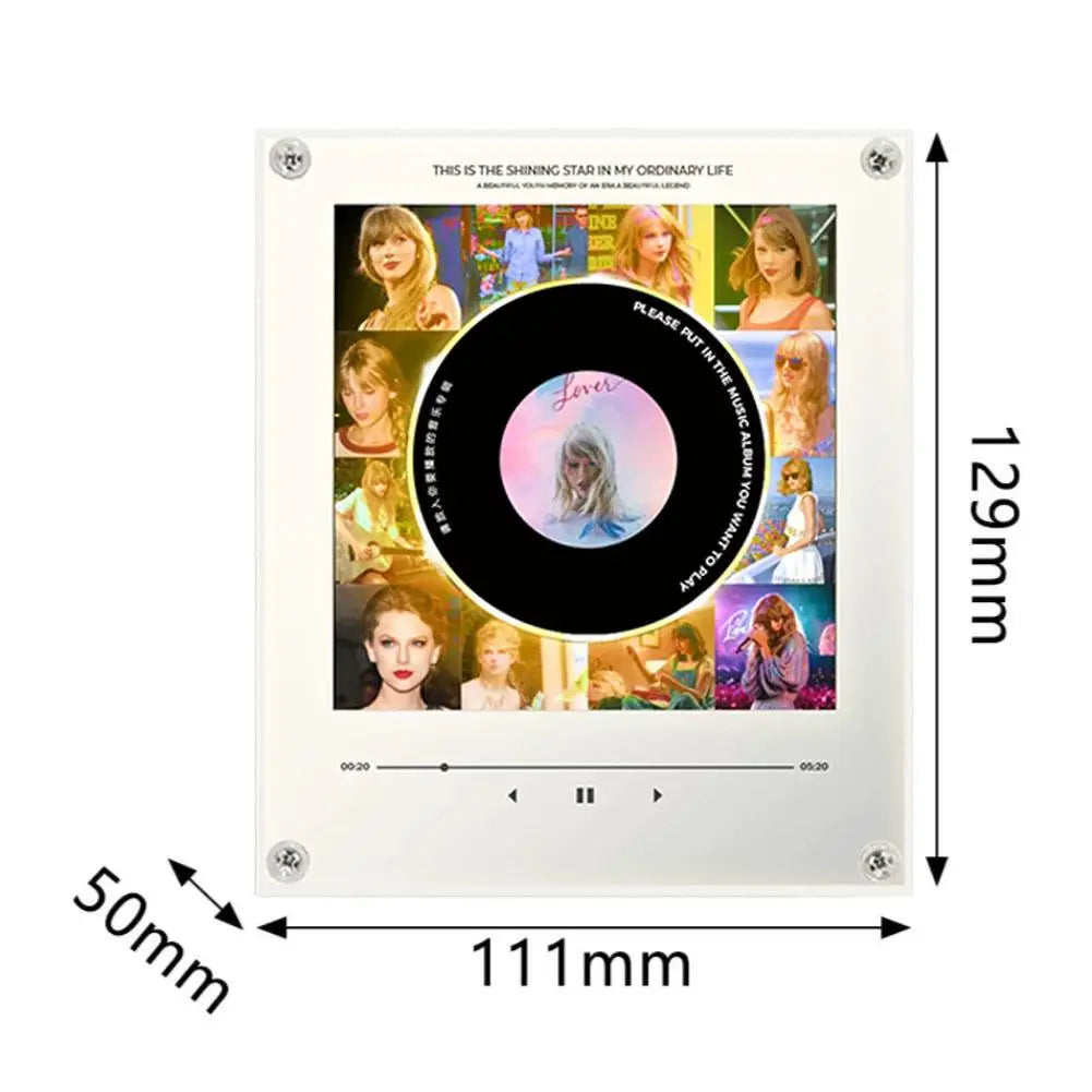 NFC Induction Rotating Vinyl Disc Player Magnetic Refrigerator Sticker Built-in Speaker Auto Singing Night Light Creative Decor