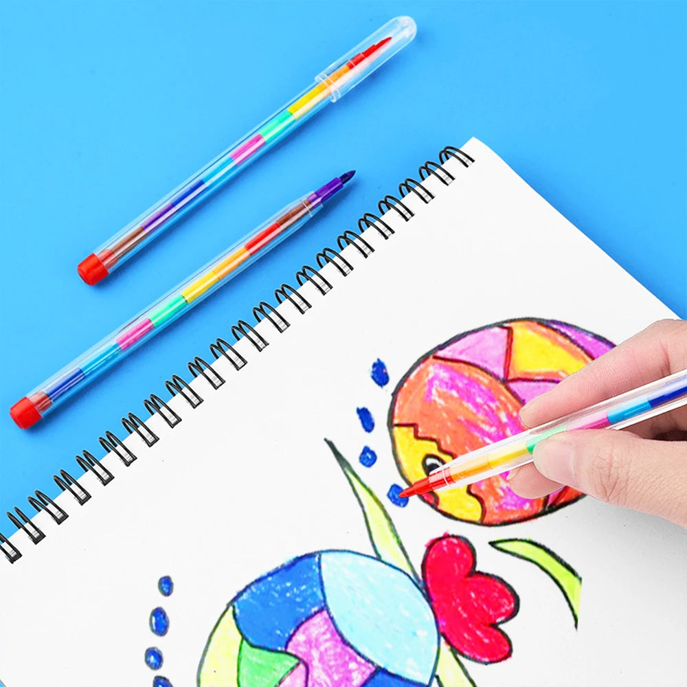 12/24Pcs Set Stackable Colorful Painting Graffiti Crayons Kids Party Supplies Birthday Gifts Kindergarten School Teacher Prizes