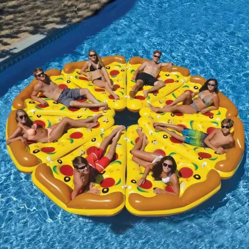 Pizza Floating Inflatable Toys Summer Pool Beach Pontoon Inflatable Swimming Floating Lounge Chair with Cup Holder Water Toys