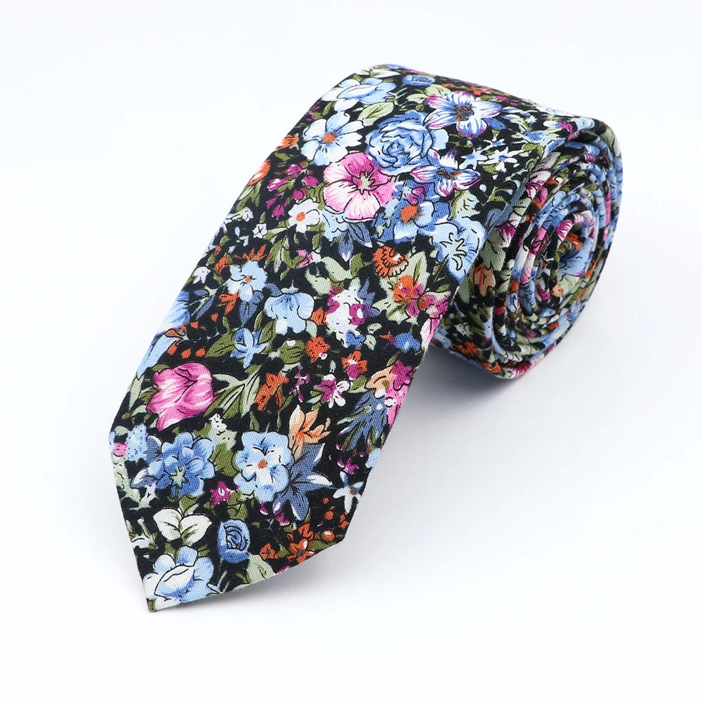 New Floral Elegant Tie For Men Women 100% Cotton Beautiful Flower Paisley Necktie Narrow Skinny Cravat Wedding Casual Corbatas