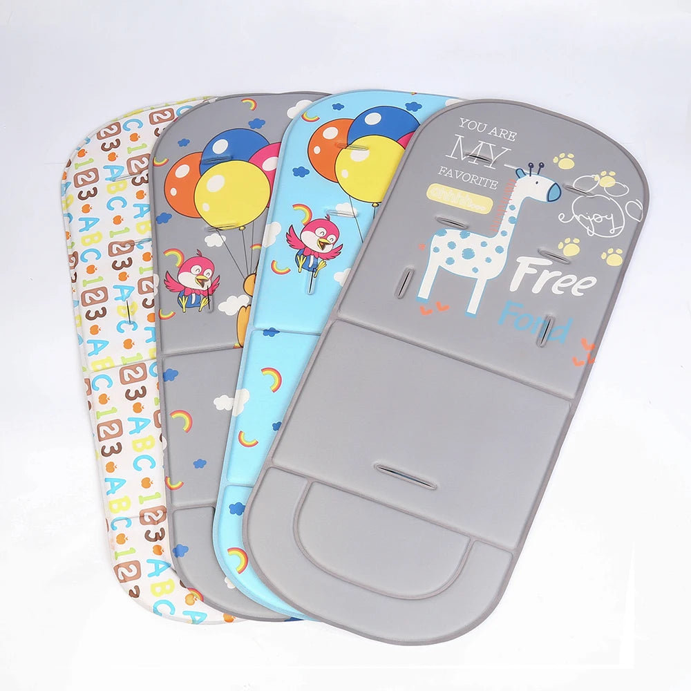 Stroller Cushion Summer Cartoon Seat Pad All-Season Universal Thin Pushchair Pad High Chair Seat Cushion With Back Support