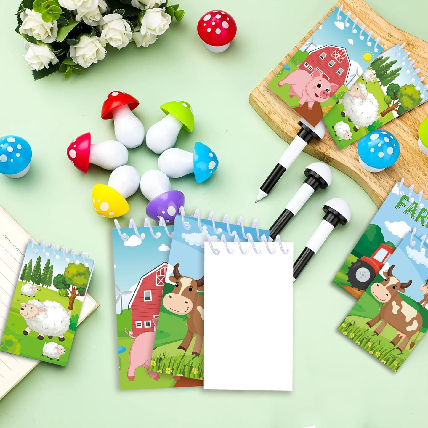 8pcs Farm Animals Spiral Pocket Notebook 8 Designs Portable Mini Memo Pad Notepads Coil Booklet For Gifts Office Stationery