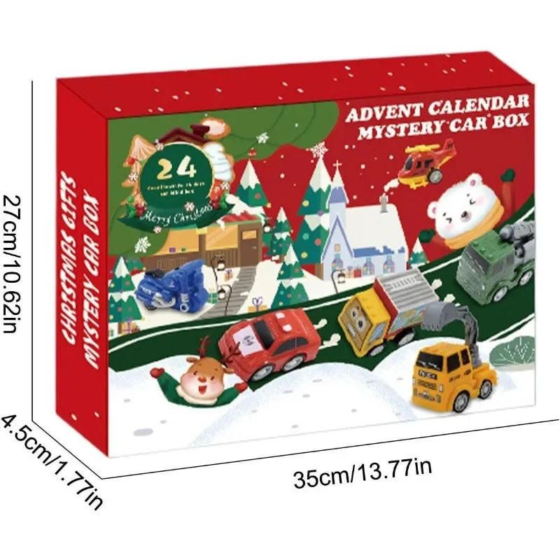 24PCS Pull Back Cars Toys Set Christmas Countdown Advent Calendar Kids Large Collection Set Christmas Party Favor 2023