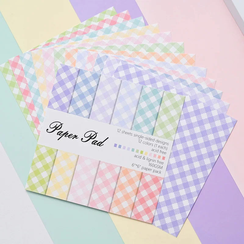 12 Sheet 6"X 6" Dot Grid Pattern Craft Paper Handmade Art Paper Background Pad Card Making Scrapbooking Material Pack