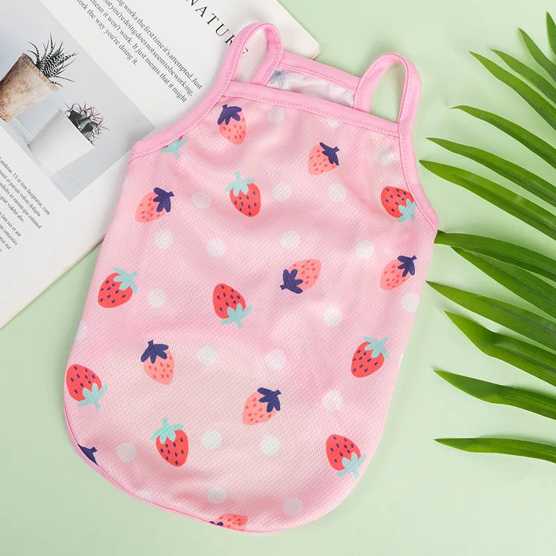XS-XXL Ultra Thin Dog Cooling Vest Breathable Clothes Pet Clothes for Small Dogs Cute Fruit Print Summer Puppy Cat Cheap T-shirt