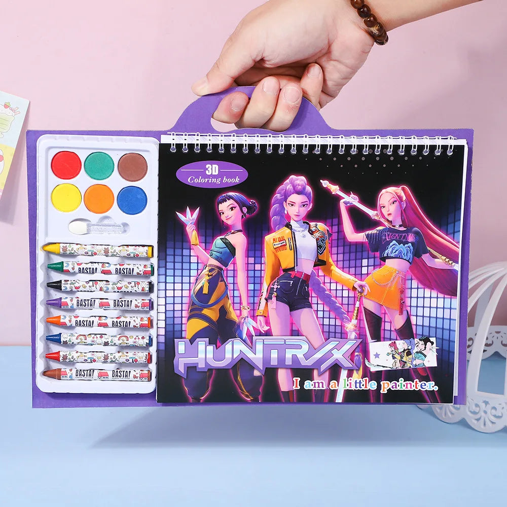 Demon Hunters Purple Singing Queen Coloring Book for Kids - Kpop Theme Safe Painting & Doodle Book