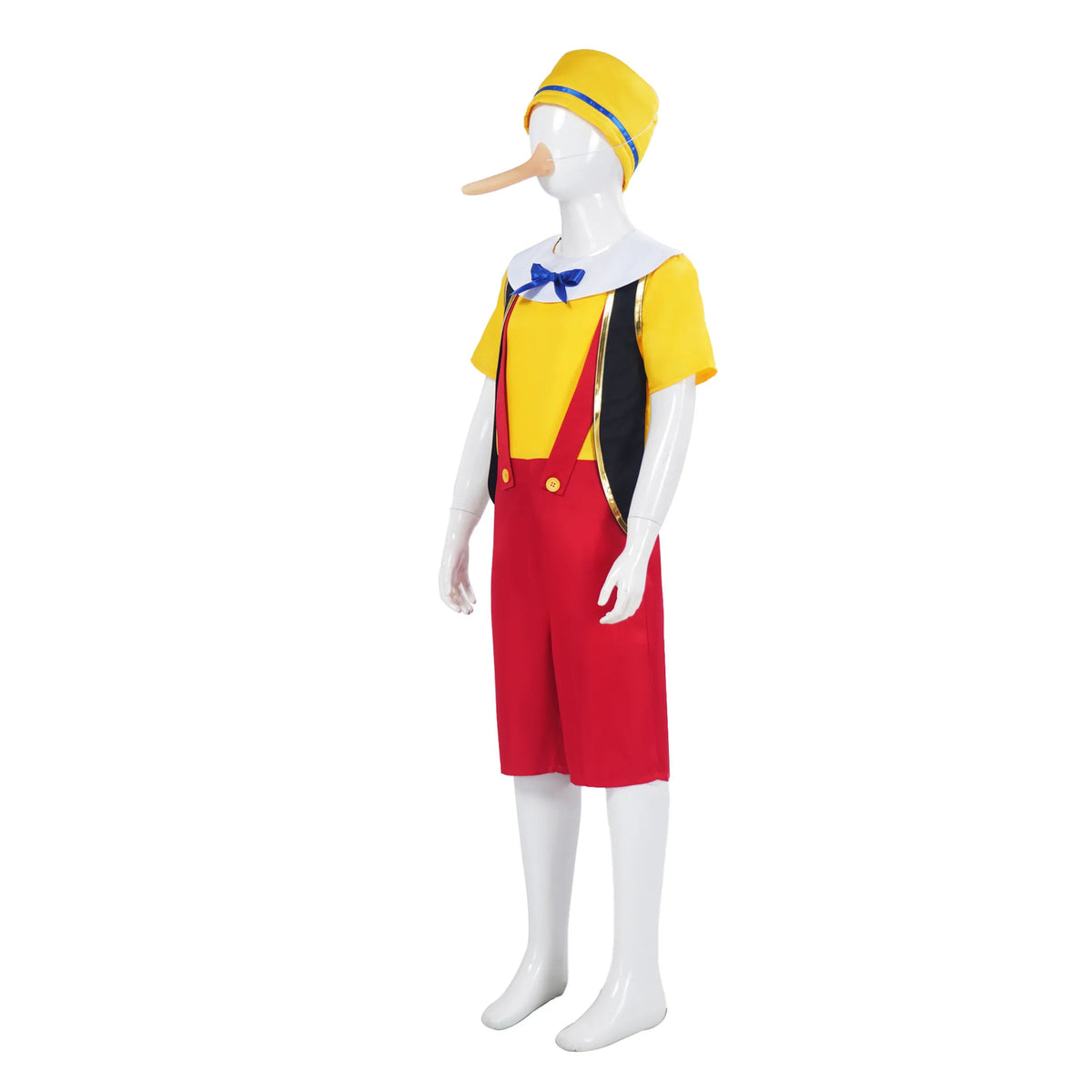 Anime Long Nose Puppet Pinocchio Costume with Long Nose for 3-12T Kids Adults Puppet Pinocchio Outfits Halloween Carnival Stage