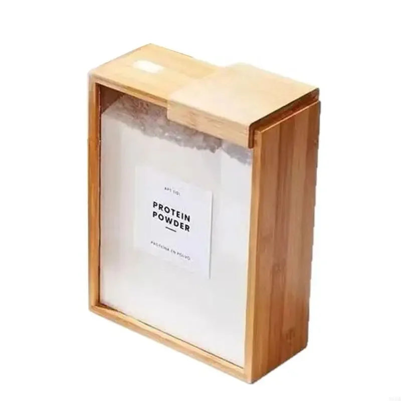 Sturdy Bamboo Kitchen Storage Container Cereal Grain Organizer