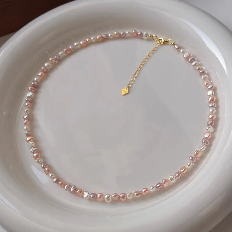 s925 silver candy color natural freshwater baroque pearl necklace accessories jewelry