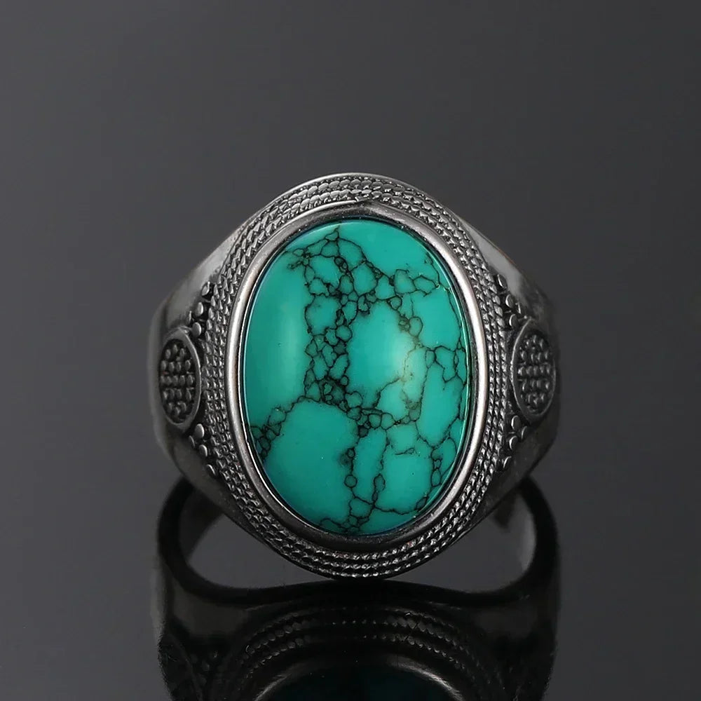 S925 Sterling Silver Ring Vintage Ring Gemstone Ring Silver Fine Jewelry Natural Turquoise Rings