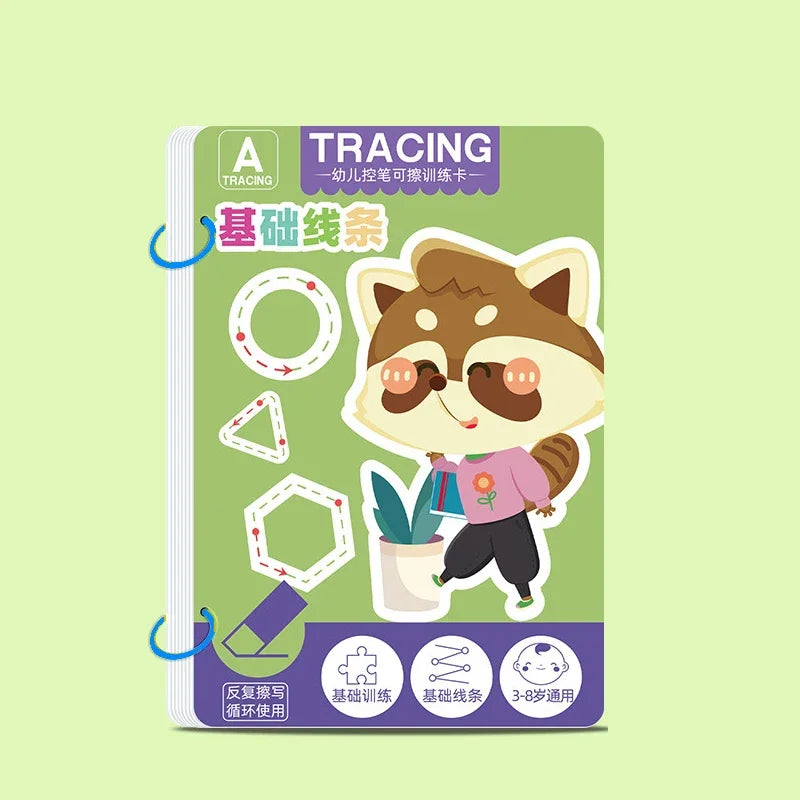 Reusable Magical Tracing Workbook - Pen Control Practice Book for Toddlers, Writing & Drawing Educational Toy