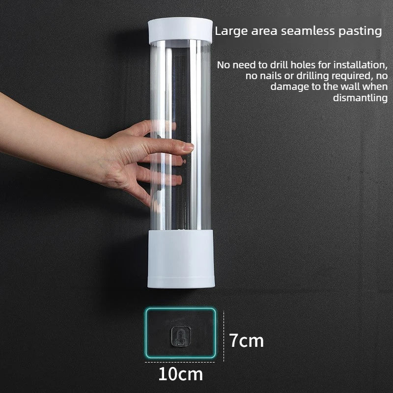 Water Dispenser Cup Holder Cup Container Disposable Paper Cup Dispenser Wall-mounted Plastic Paper Cup Frame Home Organizer