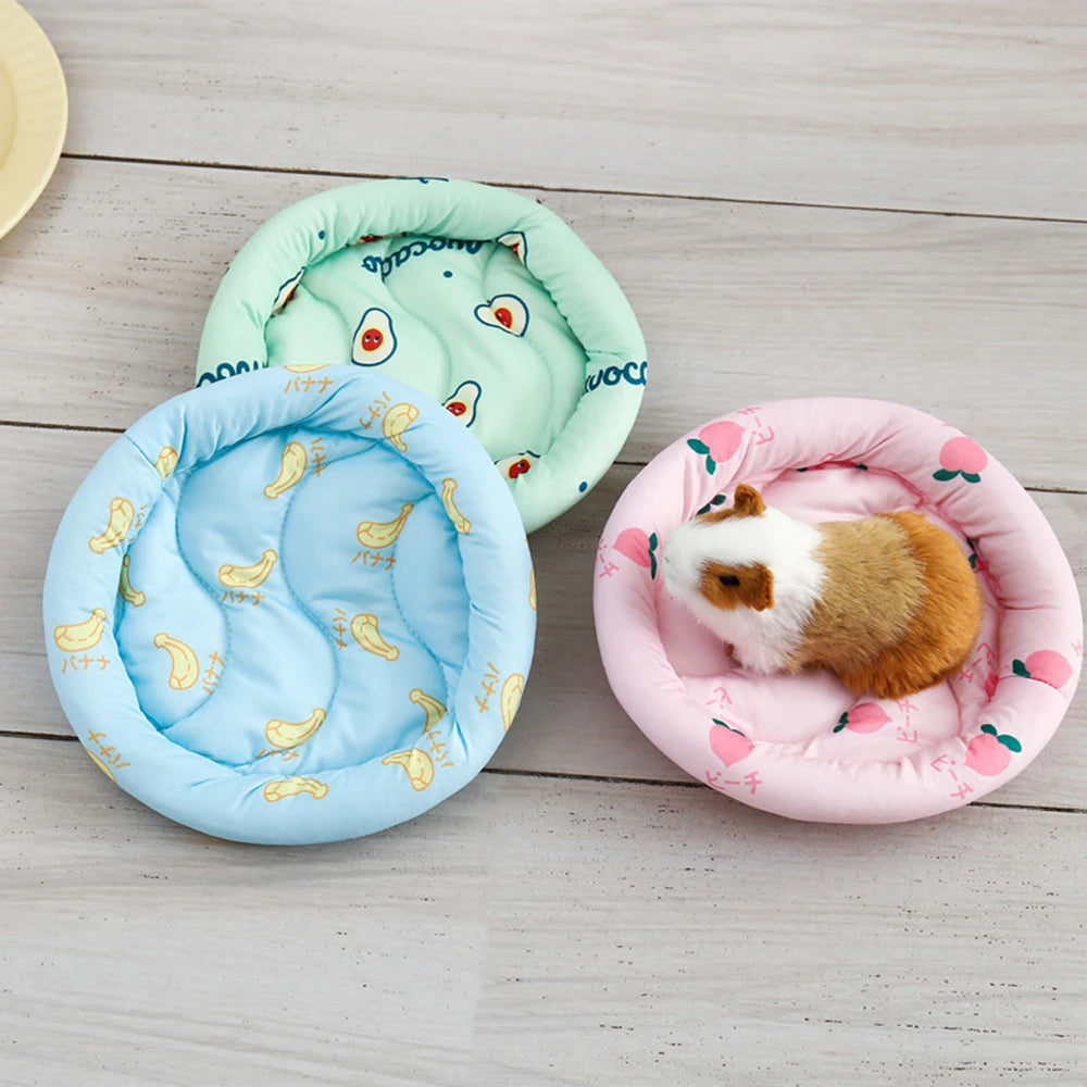 Pet Circular Summer Cooling Hamster Bed, Comfortable Sleep Mat Pad Cushion for Hamster/Hedgehog/Squirrel and Other Small Animals